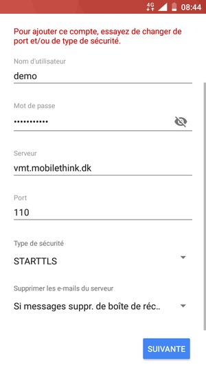 Faites défiler et sélectionnez Type de sécurité