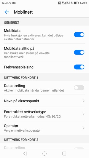 Velg Foretrukket nettverkstype