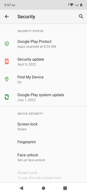 Select Screen lock