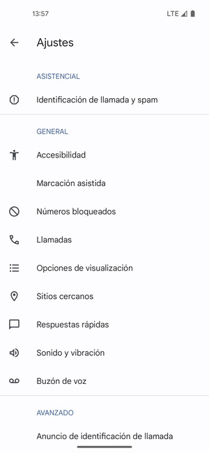 Seleccione Buzón de voz