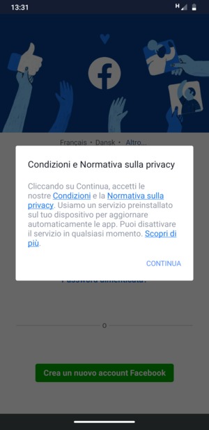Seleziona CONTINUA