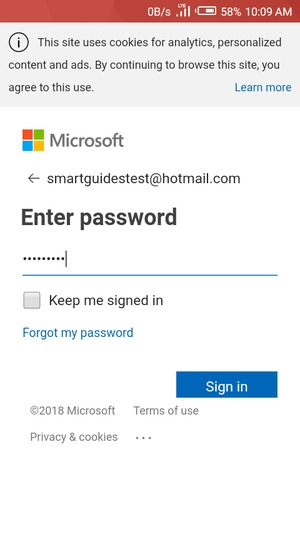 Enter your password and select Sign in