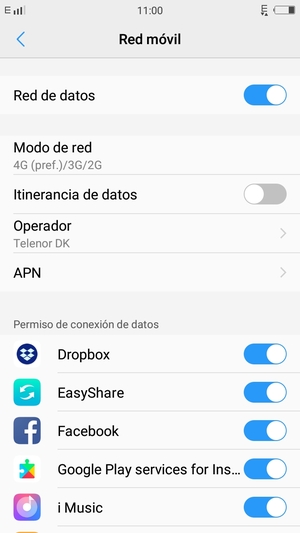 Para cambiar la red en caso de problemas de conectividad, seleccione Operador