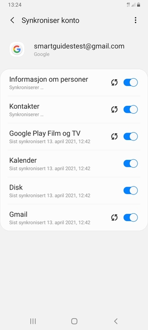 Din informasjon blir synkronisert