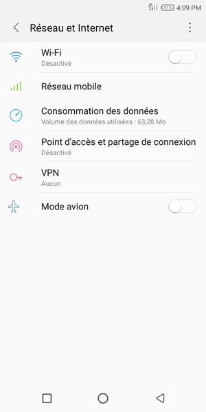 Sélectionnez Réseau mobile