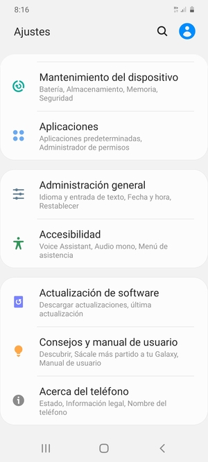 Desplácese y seleccione Actualización de software