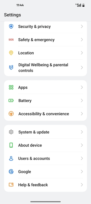Scroll to and select System & update