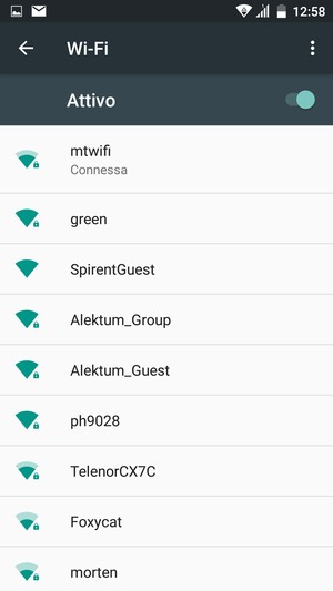 Ora sei connesso alla rete Wi-Fi