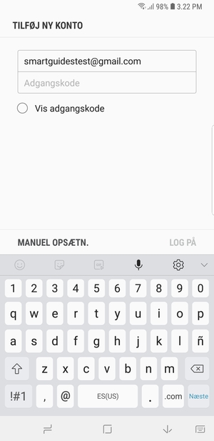 Indtast din Gmail adresse og vælg Næste