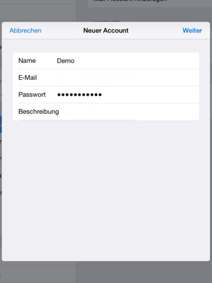 Geben Sie die erforderlichen Informationen ein und wählen Sie Weiter