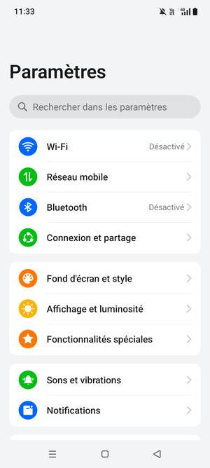 Sélectionnez Réseau mobile
