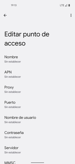 Introduzca la información de MMS