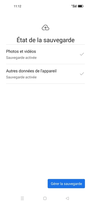 Sélectionnez Gérer la sauvegarde