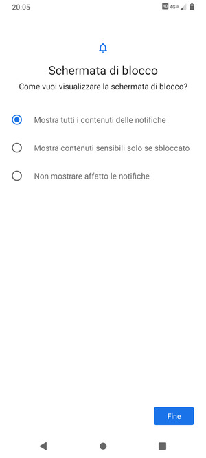 Seleziona la tua opzione preferita e poi Fine