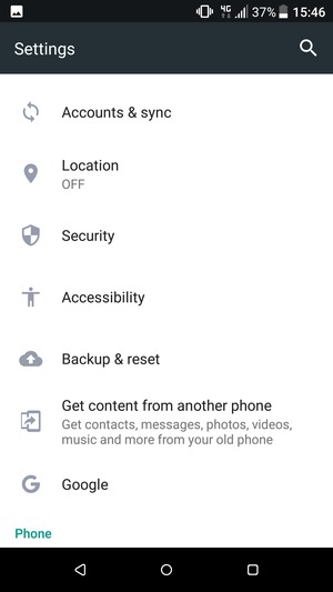 Scroll to and select Security