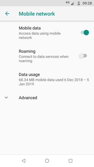 To change network if network problems occur, select Advanced