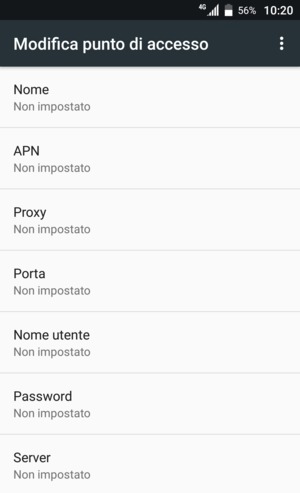 Inserisci le informazioni di Internet
