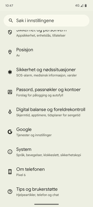 Bla til og velg System