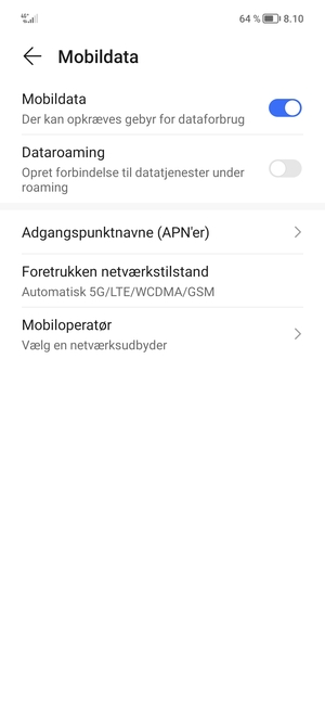 Vælg Adgangspunktnavne (APN'er)