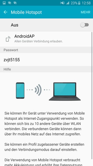 Wählen Sie MEHR