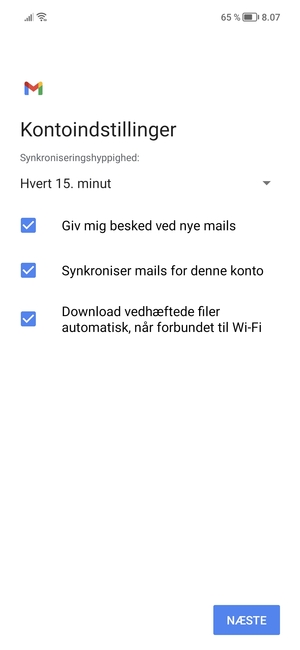 Vælg NÆSTE