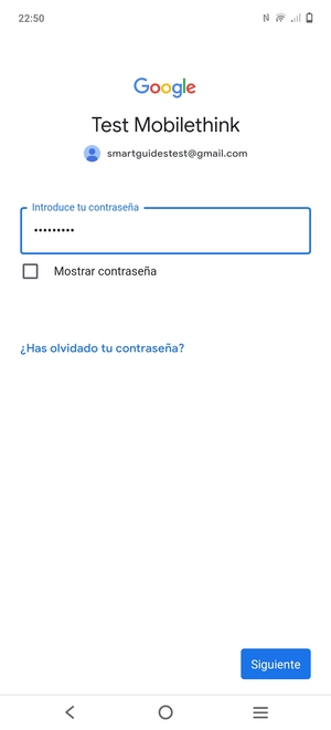 Introduzca su contraseña y seleccione Siguiente