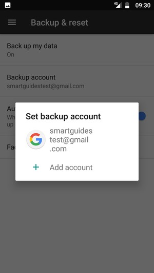 Select your backup account