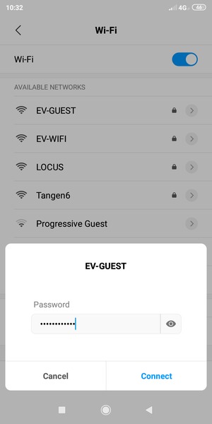 Enter the Wi-Fi password and select Connect