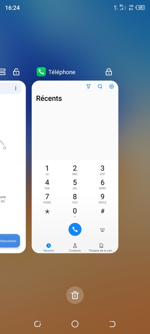 Sélectionnez l'icône Supprimer pour fermer toutes les applis en cours d'exécution