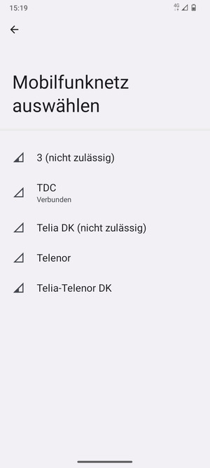 Wählen Sie einen Netzbetreiber von der Liste