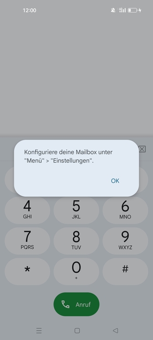 Falls Ihre Voicemail nicht eingerichtet ist, wählen Sie OK