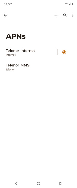Select the Internet access point