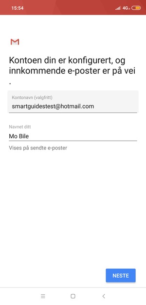 Gi kontoen din et navn, og skriv inn navnet ditt. Velg NESTE