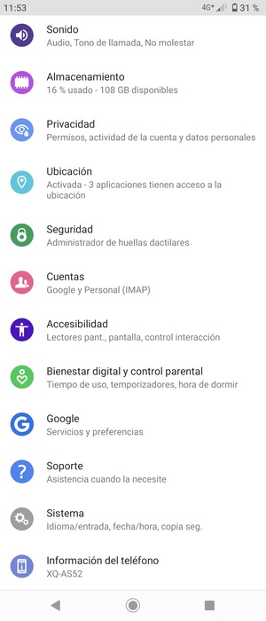 Desplácese y seleccione Sistema