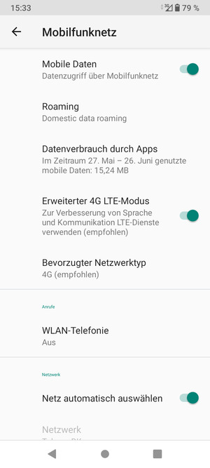 Wählen Sie Bevorzugter Netzwerktyp