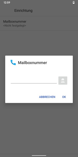 Geben Sie die Mailboxnummer ein und wählen Sie OK