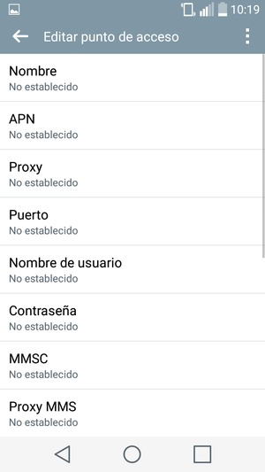 Introduzca la información de MMS