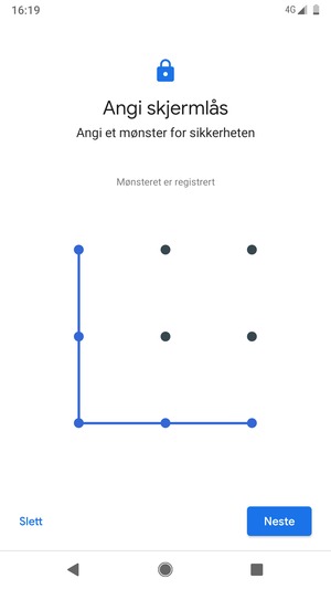 Tegn et opplåsingsmønster og velg Neste