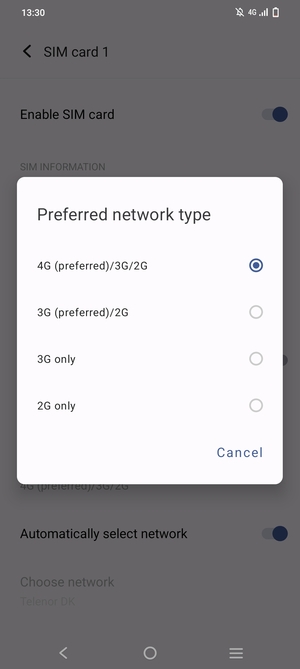 Select your preferred option