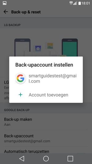 Selecteer uw back-up-account