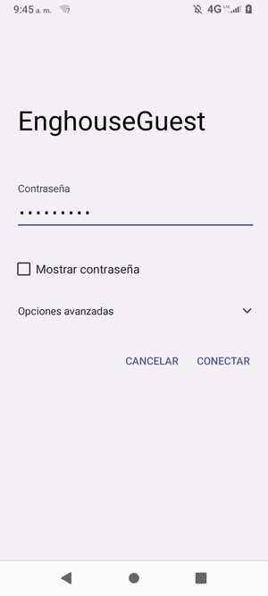 Introduzca la contraseña de Wi-Fi y seleccione CONECTAR