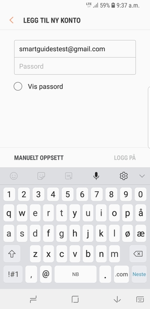 Skriv inn din Gmail-adresse og velg Neste