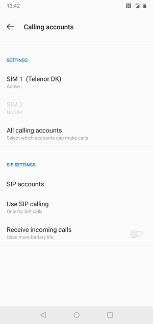 Select SIM 1 or SIM 2