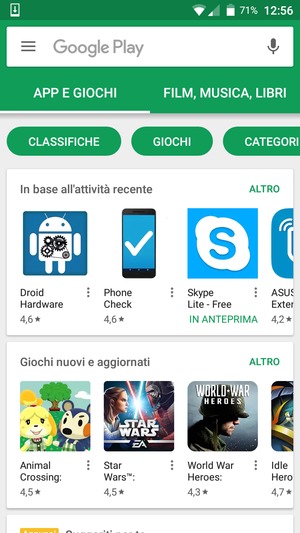 Seleziona la barra di ricerca