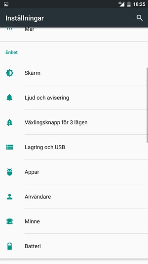 Scrolla till och välj Batteri