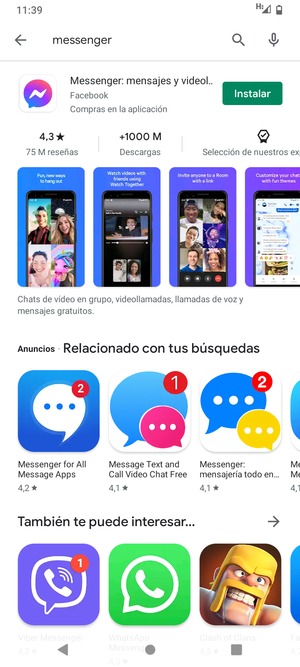 Seleccione la aplicación