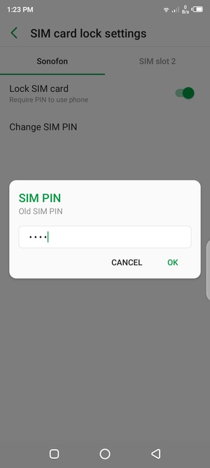 Enter your Old SIM PIN and select OK