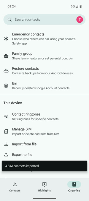 Your contacts will be saved to your Google account and saved to your phone the next time Google is synced.