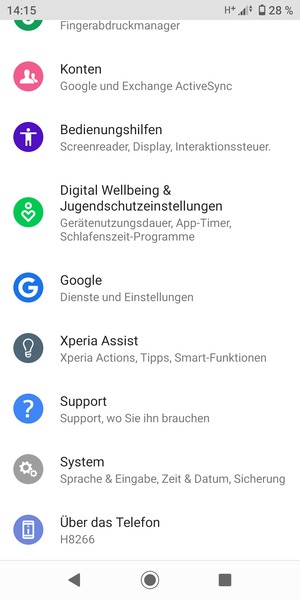 Scrollen Sie und wählen Sie System