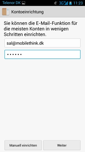 Geben Sie Ihre E-Mail-Adresse und Ihr Passwort ein. Wählen Sie Weiter